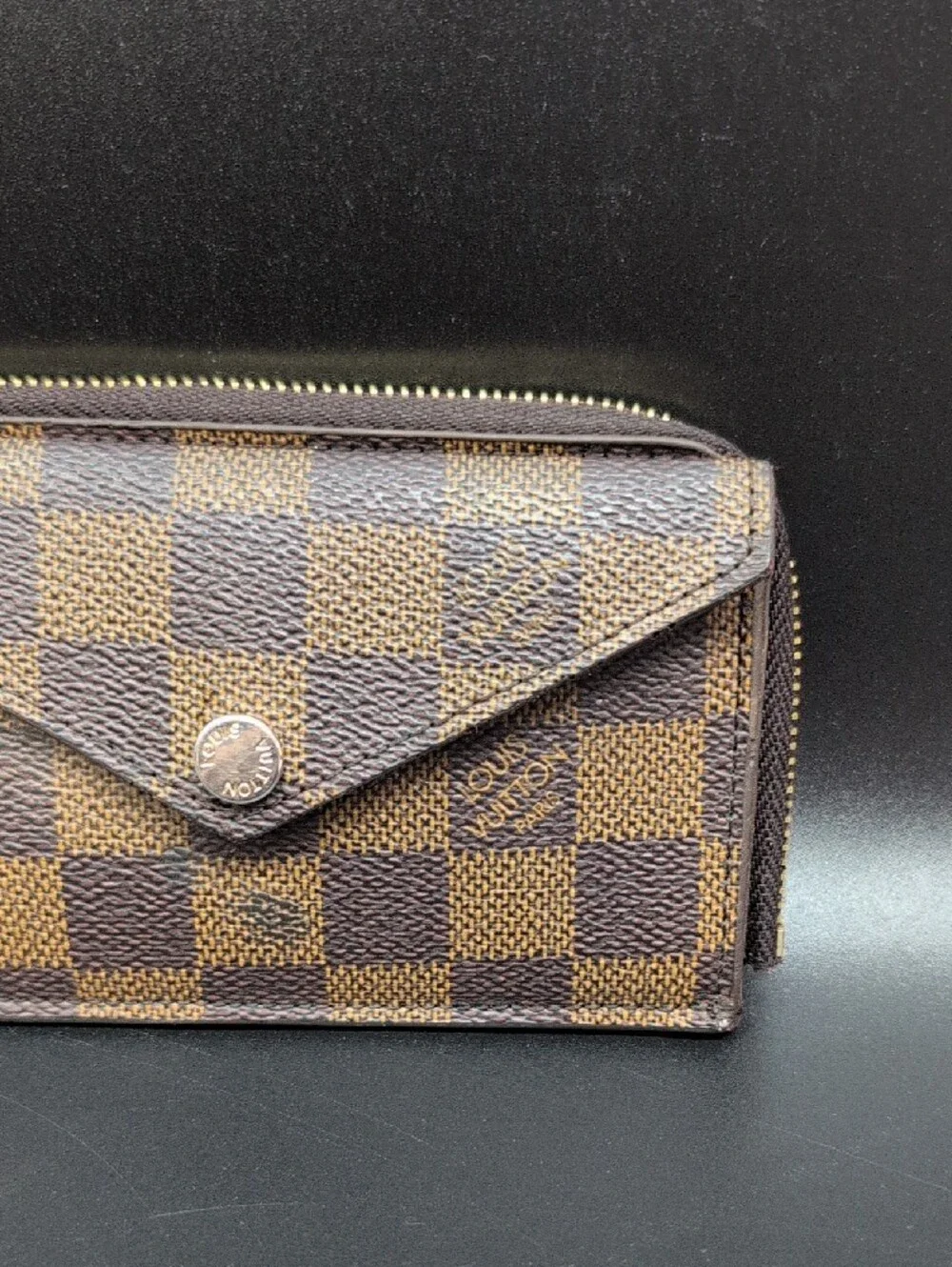 Louis Vuitton Damier Ebene Pattern Coated Canvas Card Holder Recto Verso
